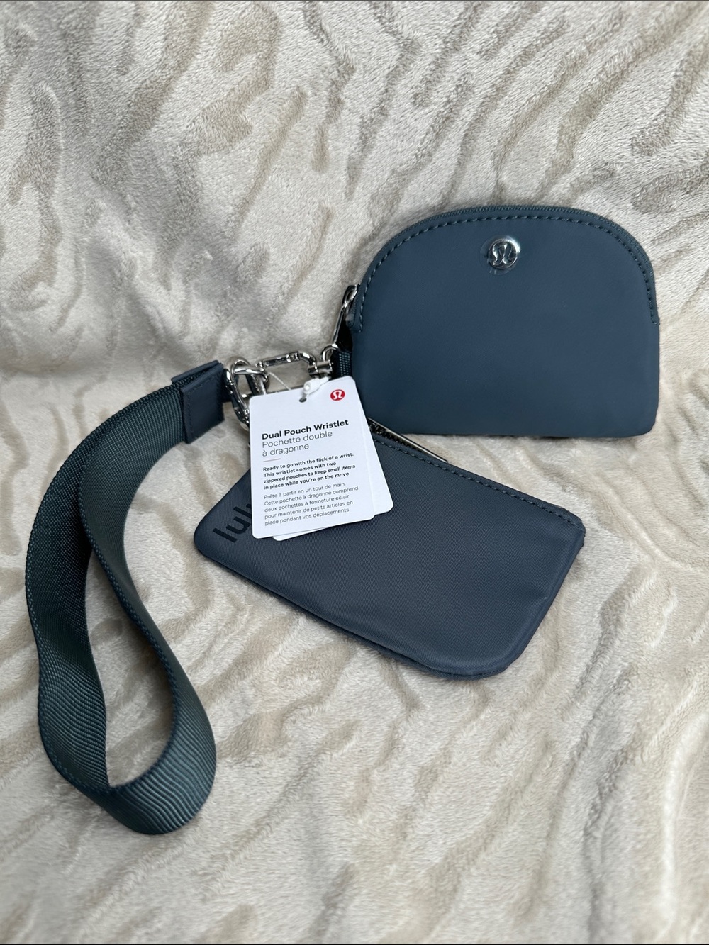 NWT! Lululemon Dual Pouch Wristlet in Oil Grey/Black Night